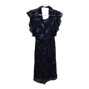 BCBGMAXAZRIA Sheila Silk Metallic Ruffle Dress 0 Cocktail